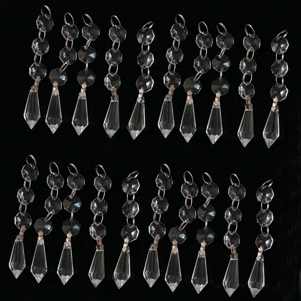 Imagem -04 - Cristais Claros do Candelabro da Lâmpada Prismas Peças Pendurado Pingentes de Lágrima com Grânulos Octógono Suncatcher Pingente Faça Você Mesmo 20 Pcs