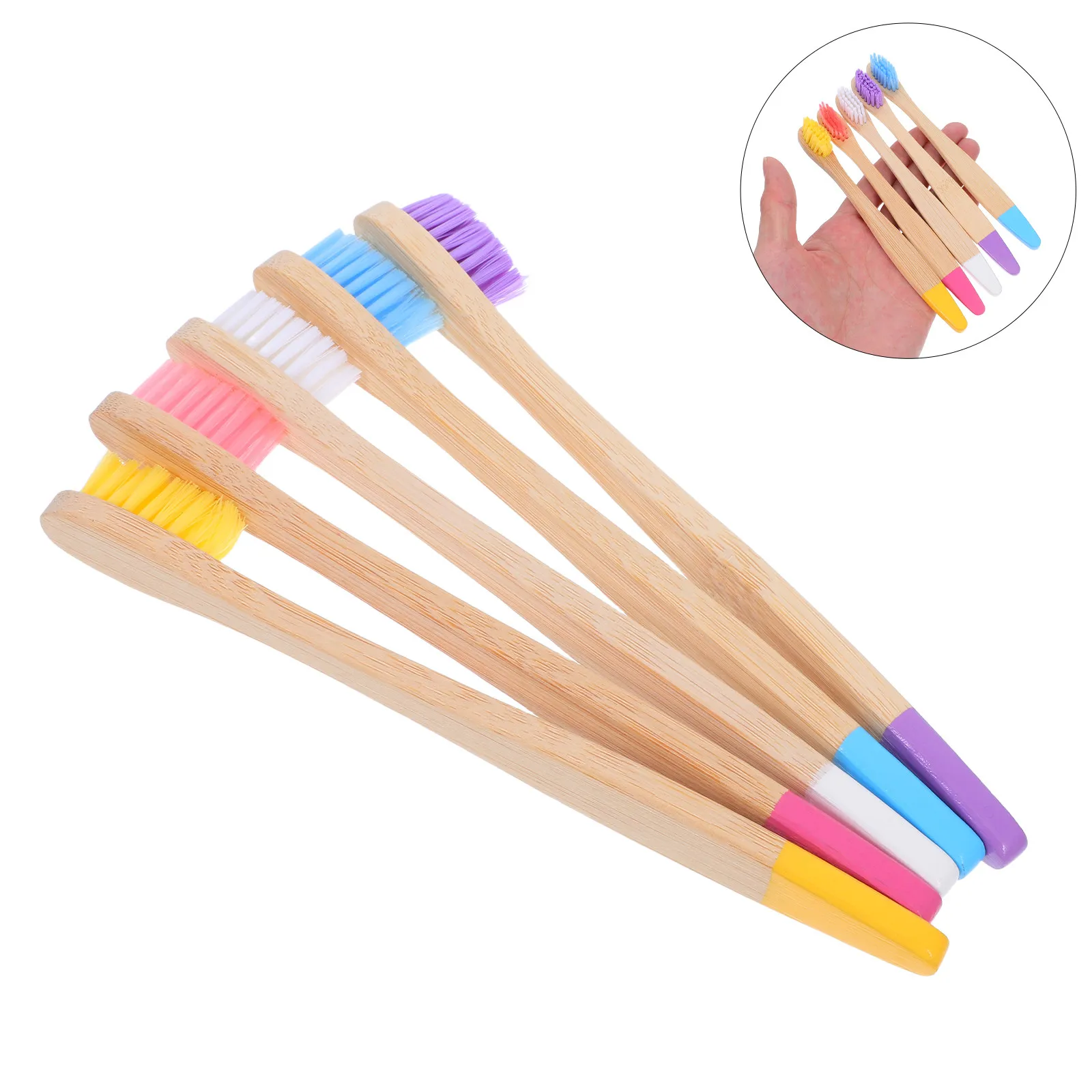 

10Pcs Kids Bamboo Toothbrush Colorful Wooden Handle Soft Bristles for Toddlers Travel Home Oral Care Gentle Cleaning