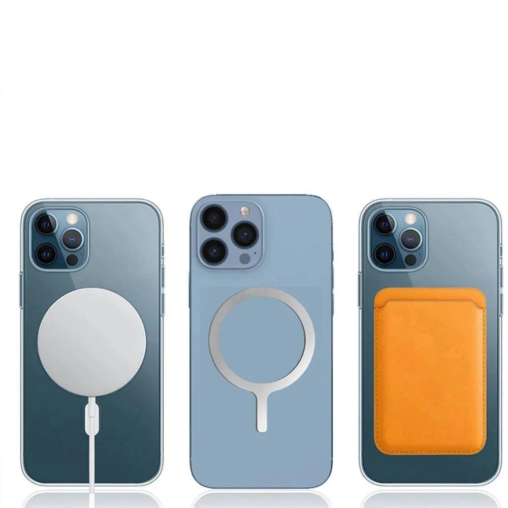 حلقة محول مغناطيسي ملصق مغناطيسي عالمي مناسبة لشحن الهاتف المحمول اللاسلكي Magsafe IPhone حلقة لوحة معدنية مستديرة