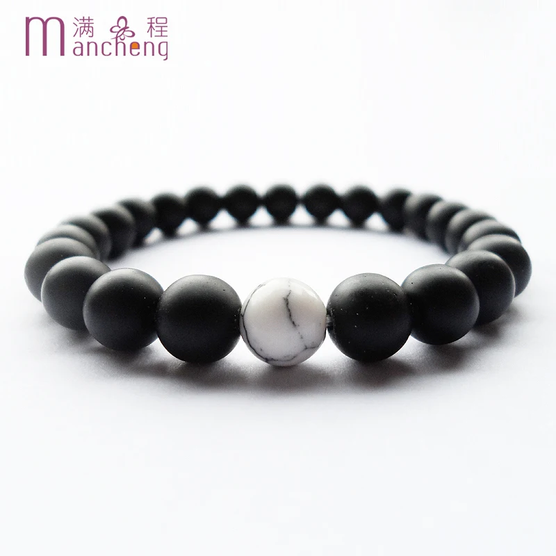 official-website 2 rupee item New Natural Black Agate Matte Scrub Bracelet Man Unisex Agate Strands Couples Distance Bracelet