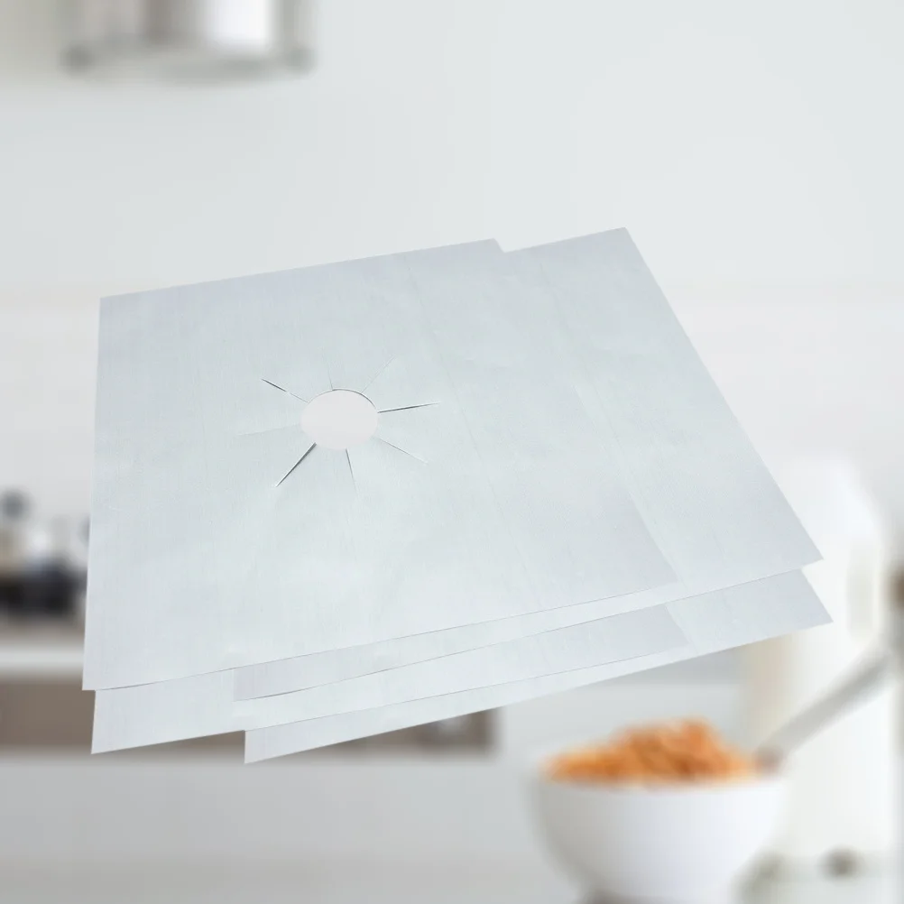 

8Pcs Heavy Duty Gas Hob Protector Oven Liners Non Stick Durable Reusable Sheets 27x27cm Silver Gas Hob Liner Oven Liner