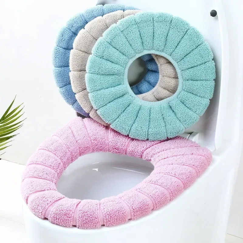 Universal Pumpkin Pattern Toilet Seat Cover Warm Washable Knitting O-shape Closestool Mat Children Potty Training Accessories