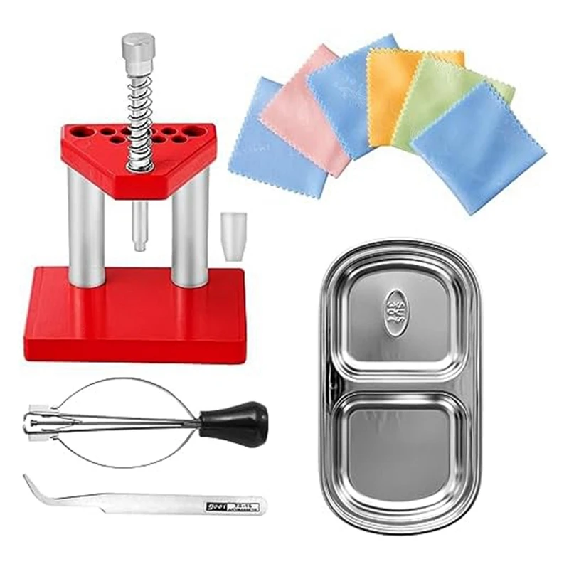 Watch Puller Remover Puller Plunger Remover Set 3 Pieces Cleaning Cloth + Tweezers + Metal Dividers