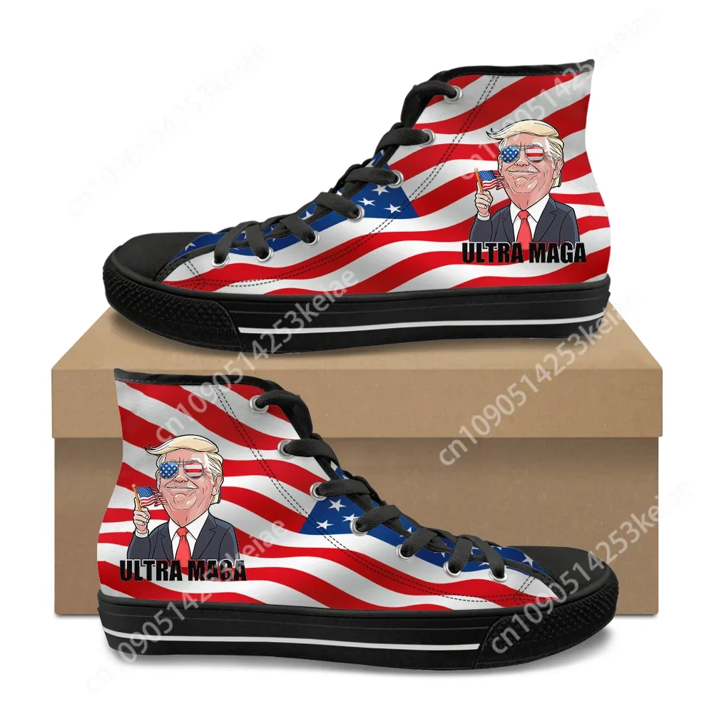 Trump returns to power in US election Abstract funny anime High Top Lightweight Sneakers Canvas Sneaker Casual Customize Shoes