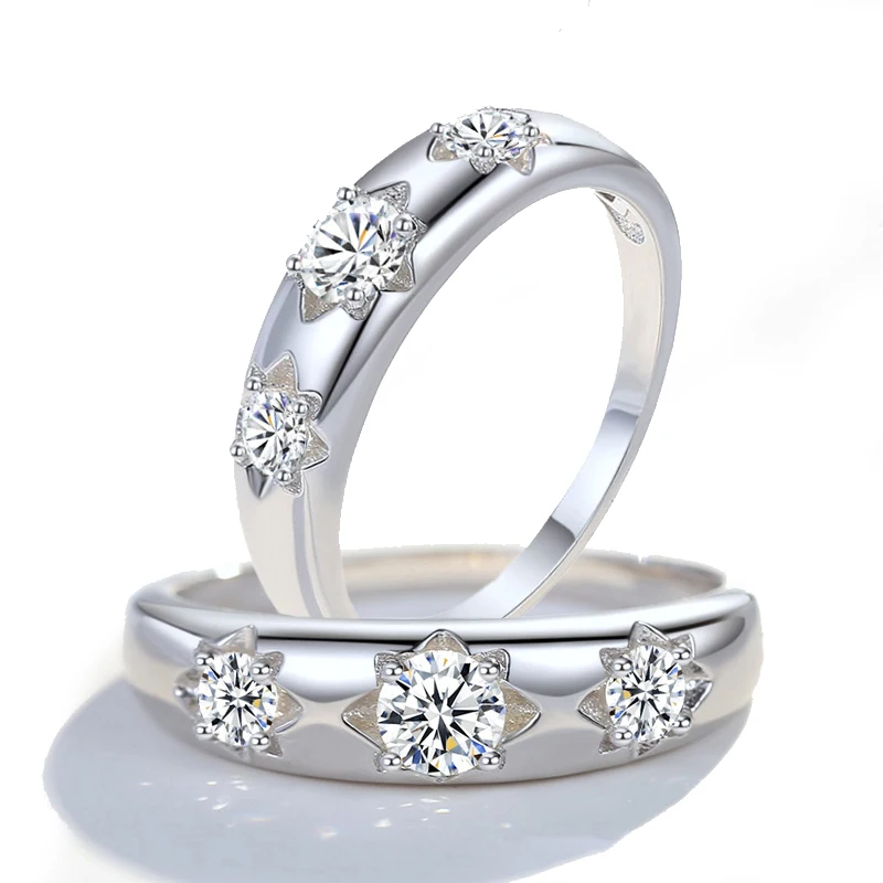 

100% Genuine Moissanite Ring Round Women with Certificate Laboratory Diamond Ring Round Rings Jewelry Anniversary Gift