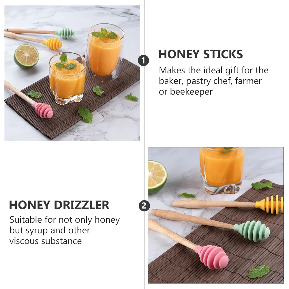

3pcs Silicone Dippers Set Non-Stick Stirring Rods For Syrup Drizzling Kitchen Bar Tools Honey Sticks Honey