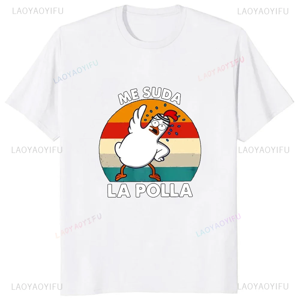 Camiseta con estampado de texto español para amantes de la granja de pollo, camisetas informales de moda Y2k con texto en inglés "Me Suda La Polla"
