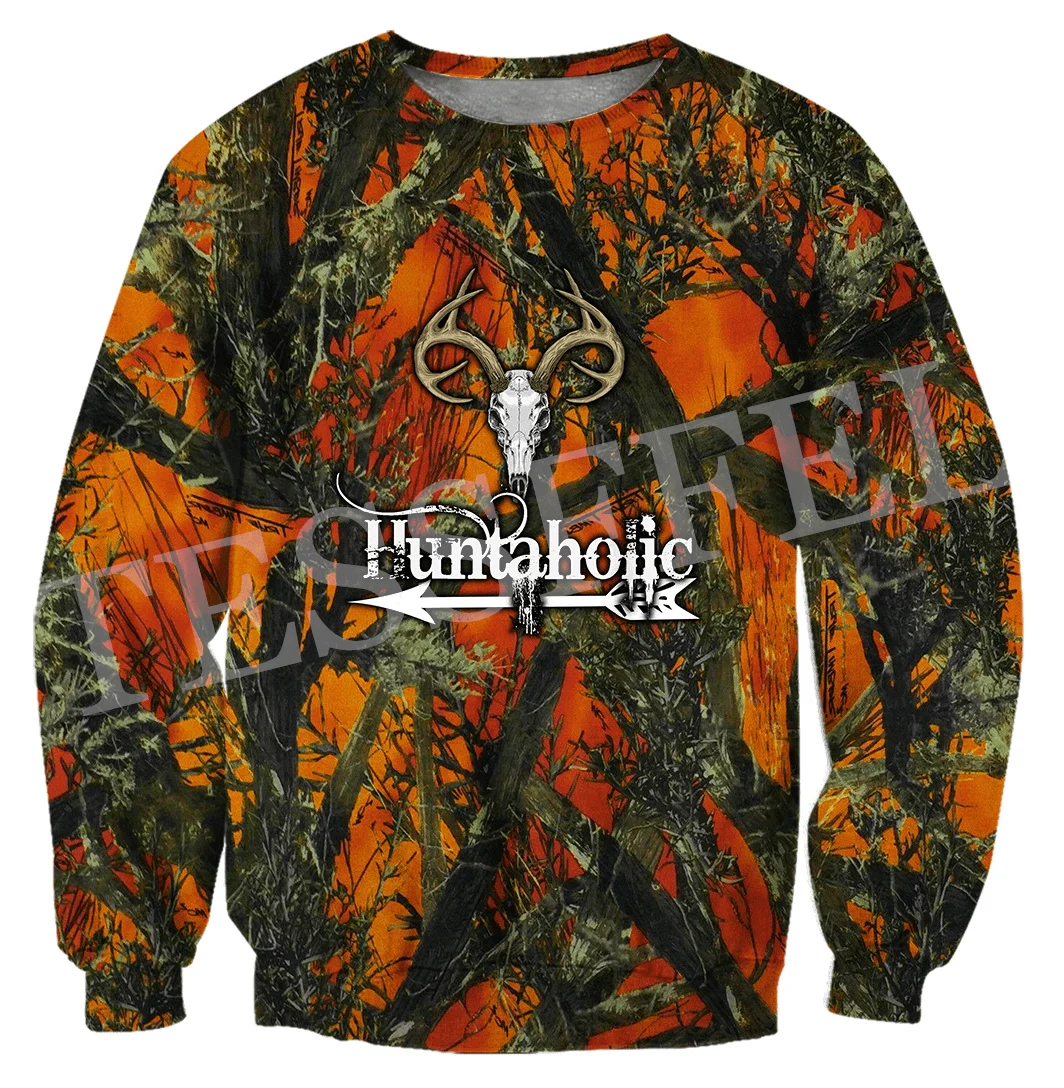 Custom Name Deer Hunting Animal Hunter Camo Cosplay Tattoo Retro 3DPrint Harajuku Casual Streetwear Pullover Jacket Hoodies X5