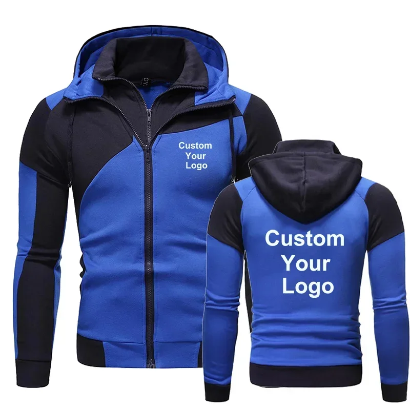 Autumn and Winter Fashion Double Zipper Hoodie Men's Free Customization Your Logo Hoodie Sports Jacket Men's Hoodie