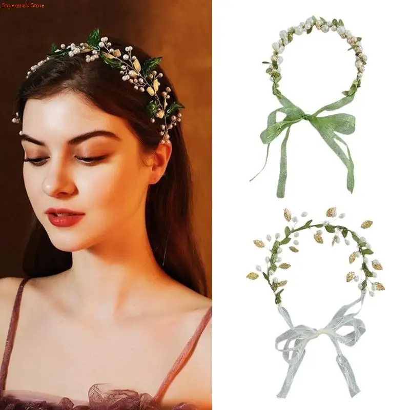 Q5WE Pearl/ Hairband Eye Catching Model Show Tiaras Flower Girl Styling Headband