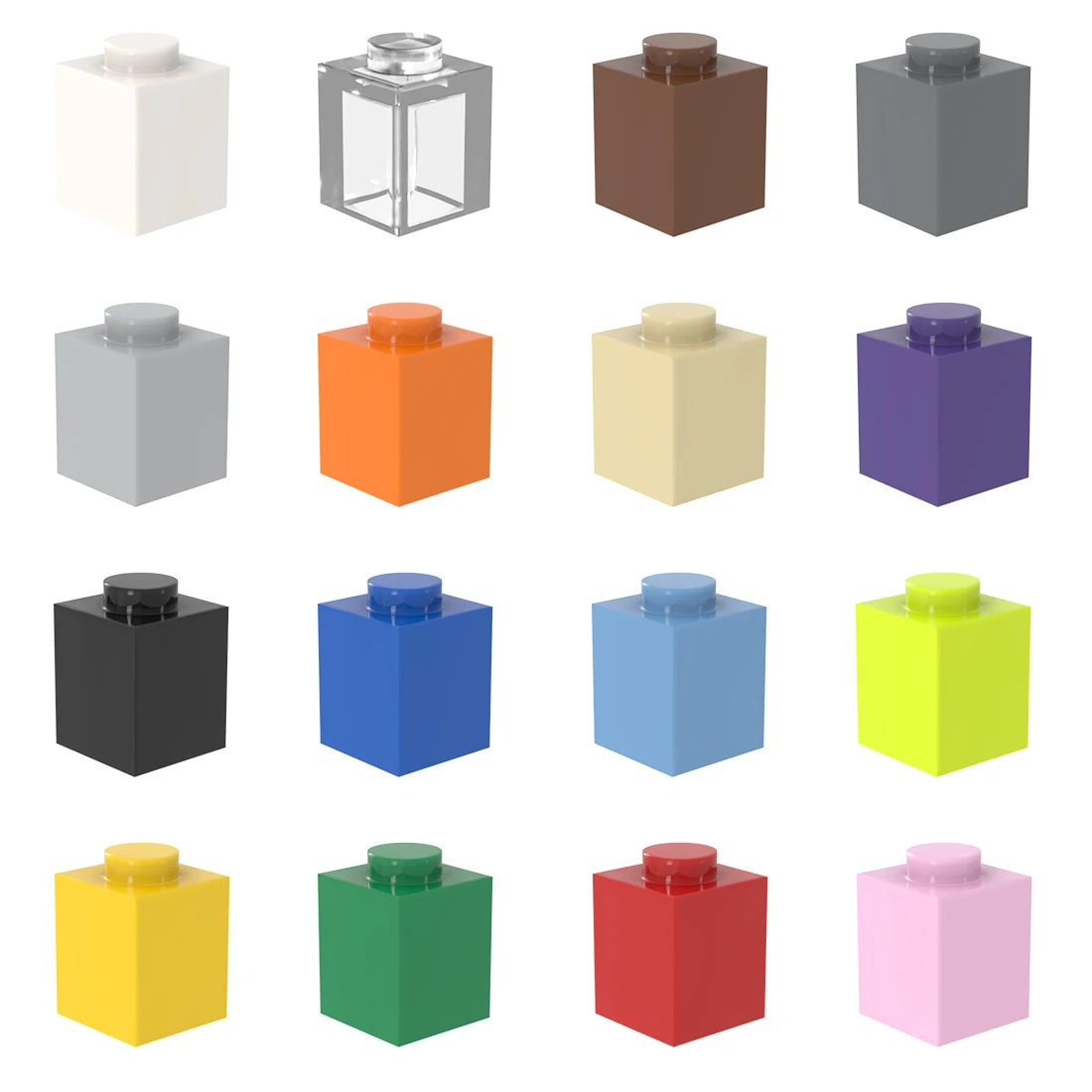 [FunBrick] 20, 50 y 100 Piezas de Bloques de Construcción Clásicos 1x1, Ladrillos Gruesos con Puntos, Creativos, Compatibles con 3005, de Plástico