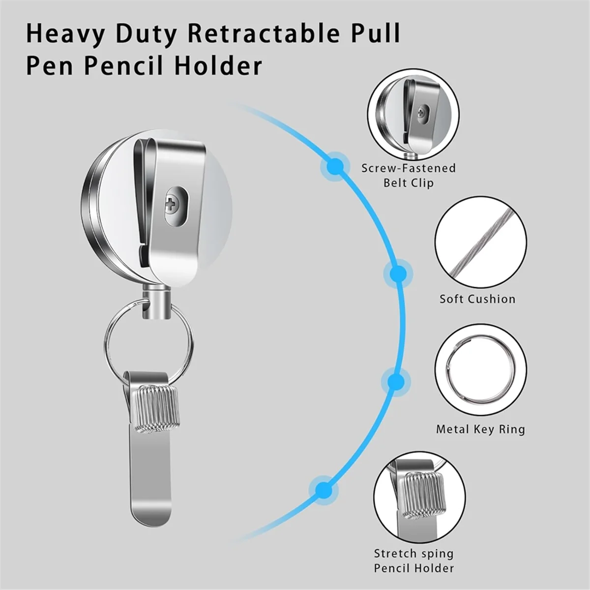 B44C1 Pack Heavy Duty Retractable Pull Pen Pencil Holder Universal Retractable Lanyard Pen for Carpenters,Nurses,Waitresses