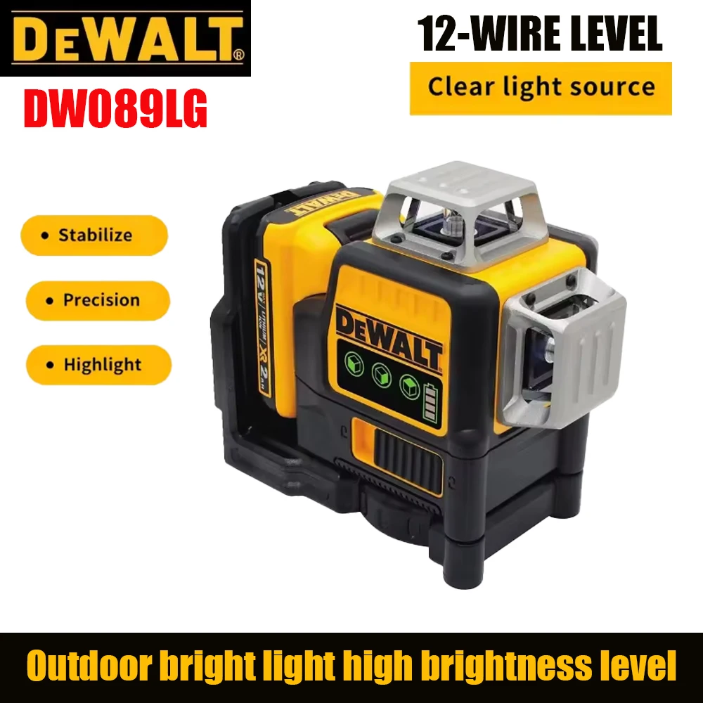 

DEWALT 12V Professional Laser Level DW089LG 12 Lines 360 Self-Leveling Horizontal And Vertical Cross Line Construction Tools