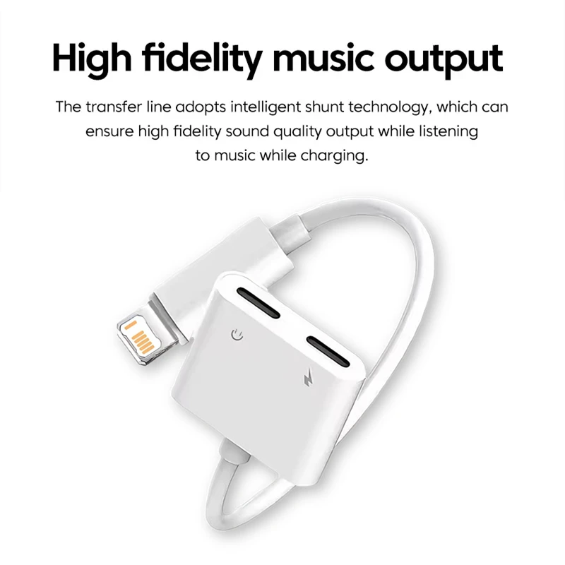 2 in 1 Dual Lighting Audio Charging Adapter For iPhone 11 12 13 14 Pro Max X XR XS Headphones Audio Cable Connector Splitter