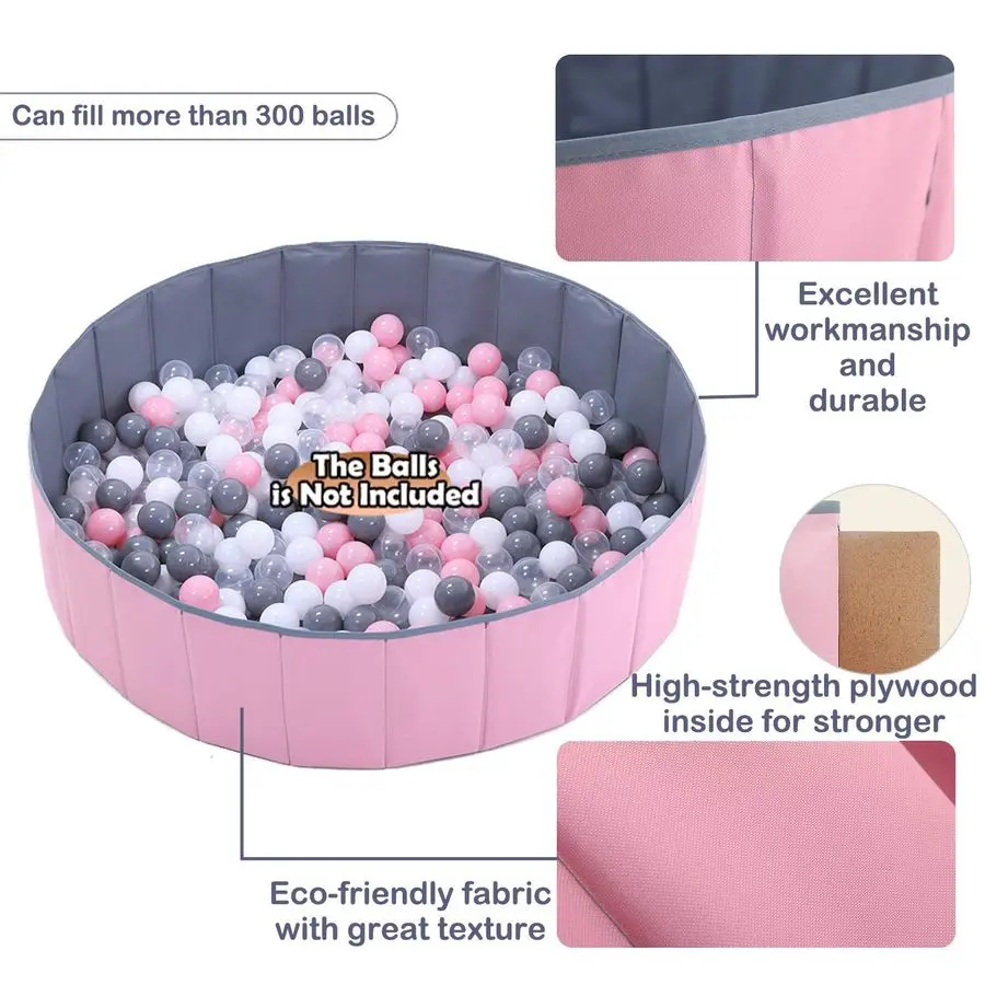 子供用ボールピット、ベビー用プレイヤード、ベビー用プレイペンフェンス、ボール1000個以上収納可能、折りたたみ式で持ち運び可能、空気入れ不要、モア