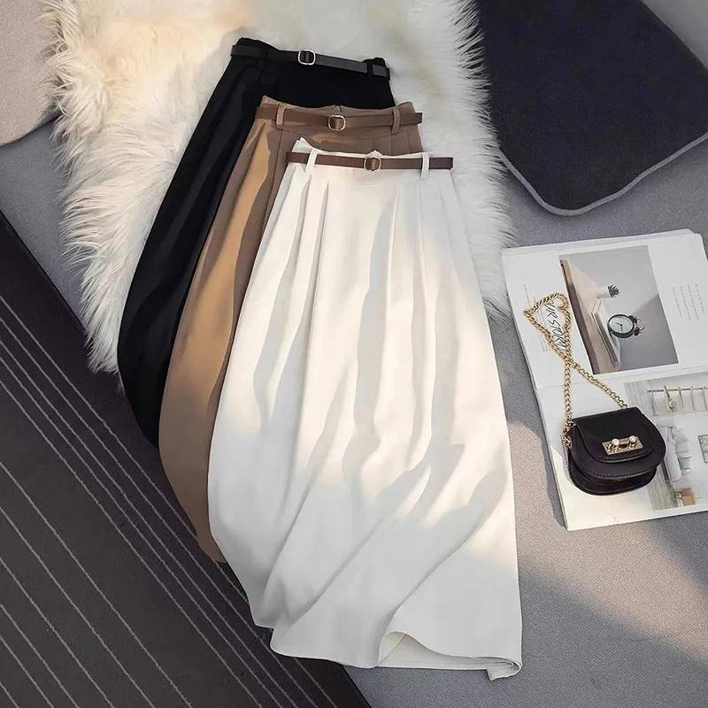 

Japan Preppy Style High Waist Solid Skirt Draped Pleated Summer Classic Skirt Harajuku Y2K Sweetheart A Line Black Skirt
