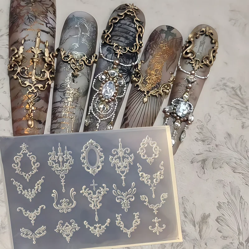 Artistic Nail Art Mold Baroque Candlestick Relief Picture Frame Nail Decoration Essential for Nail Artists Silicone Mold