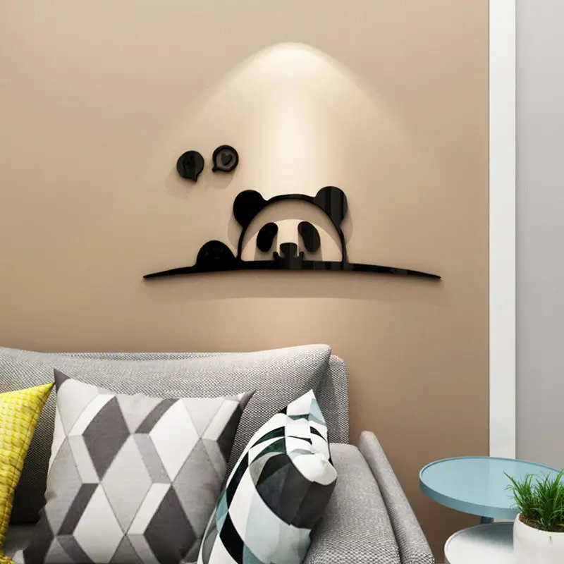 

Panda Self-adhesive Acrylic Wall Stickers Cute Cartoon 3D Kitchen Bathroom Wall Decal Bedroom Bedside Wall Decor