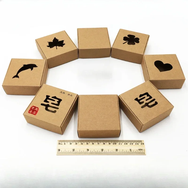 50pcs Kraft Paper Packaging Box Small Durable Paper Jam Fold Square Cosmetic Gift Packing Multi Size Aircraft Hard Boxes Carton