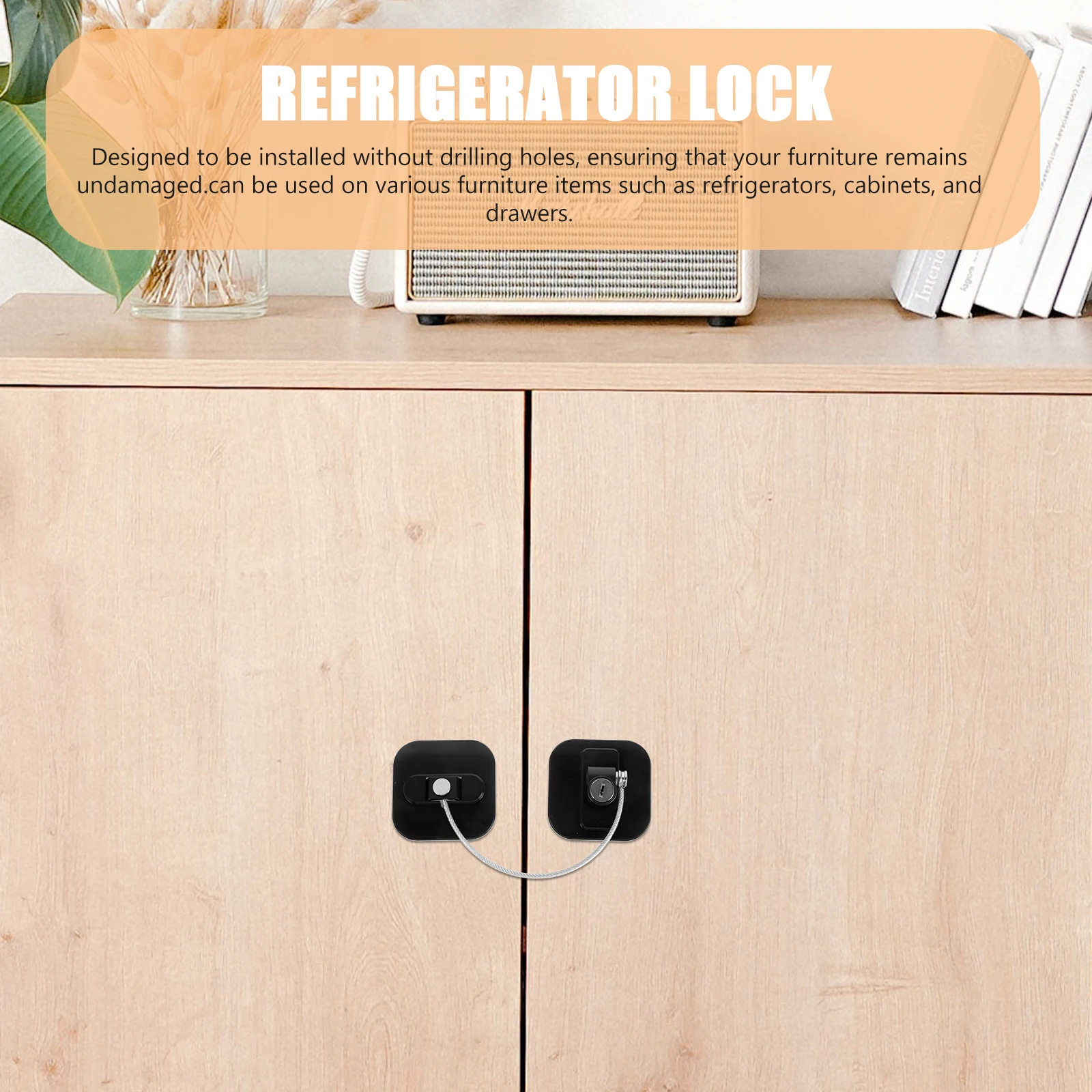 

Square Refrigerator Safety Lock No Punching Needed for Fridge Cabinet Drawer Protection Core Easy Install