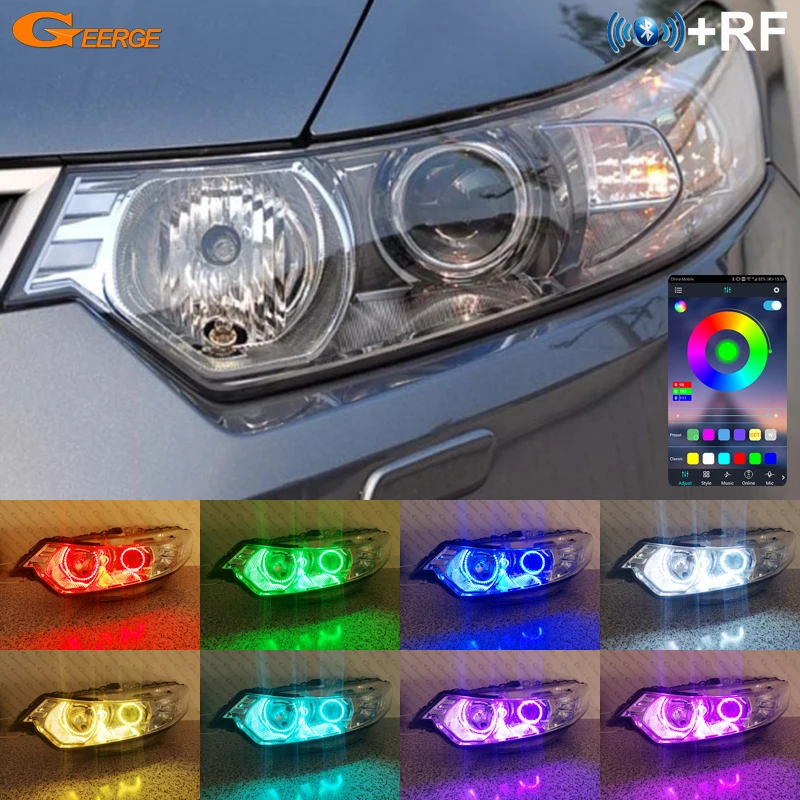 For Honda Accord VIII Acura TSX CU CW RF Remote Bluetooth-compatible App Multi-Color Ultra Bright RGB LED Angel Eyes Halo Rings