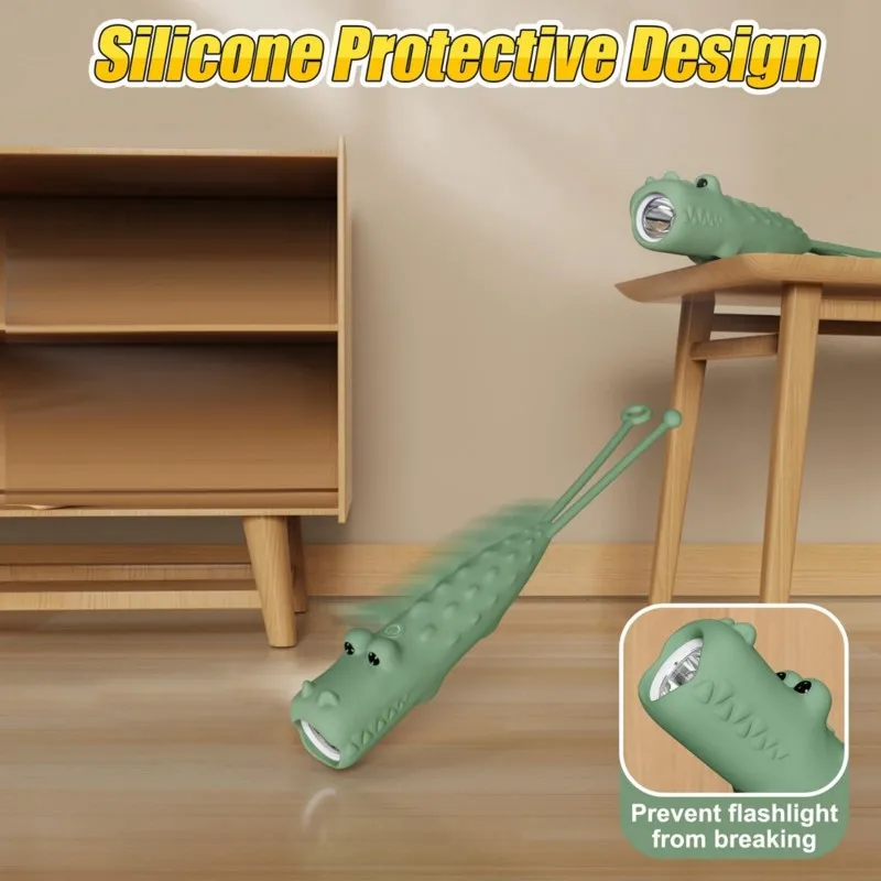 【WHILE SUPPLIES LAST】Rechargeable,LED Kids Flashlight, 2PCS Crocodile Design For Girls For School Children, Perfect For Camping&