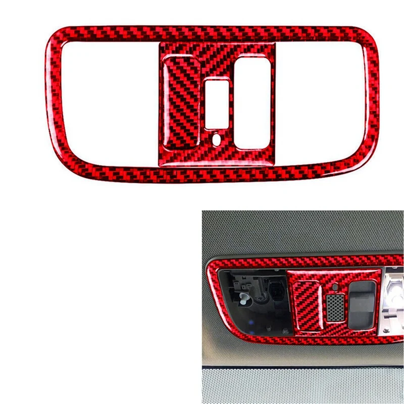 Penutup Trim Panel lampu Overhead Fiber karbon merah untuk Honda Civic 8Th 2006-2011