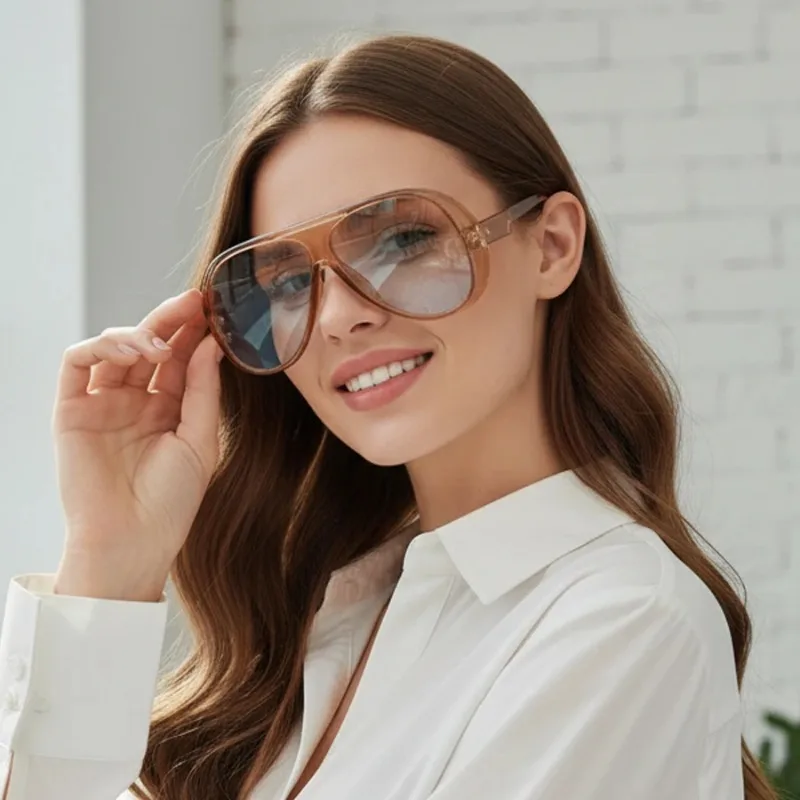 Vintage Brand Designer Flat Top Pilot Sunglasses For Women Popular Luxury Sun Glasses Punk Outdoor Driving Eyeglasses UV400