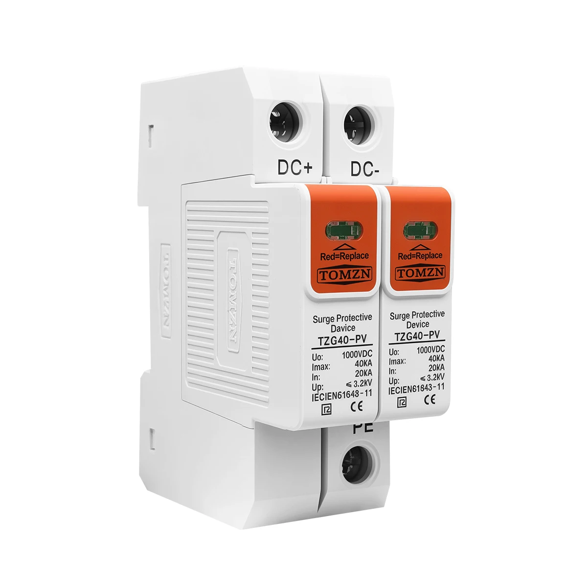 TOMZN DC SPD Low-Voltage Arrester, 500–1500V (500/600/800/1000/1200/1500V), 10-20kA & 20-40kA, Household Surge Protector