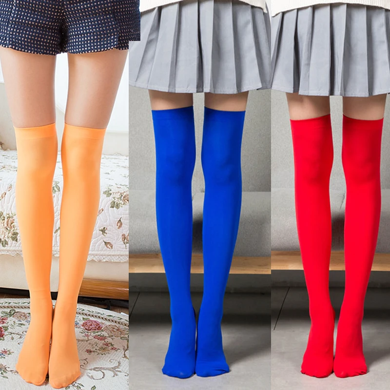 

Candy Color Women's Stockings Velvet Knee Socks Student Lolita High Stockings Kawaii Lovely Socks JK Girl Socks