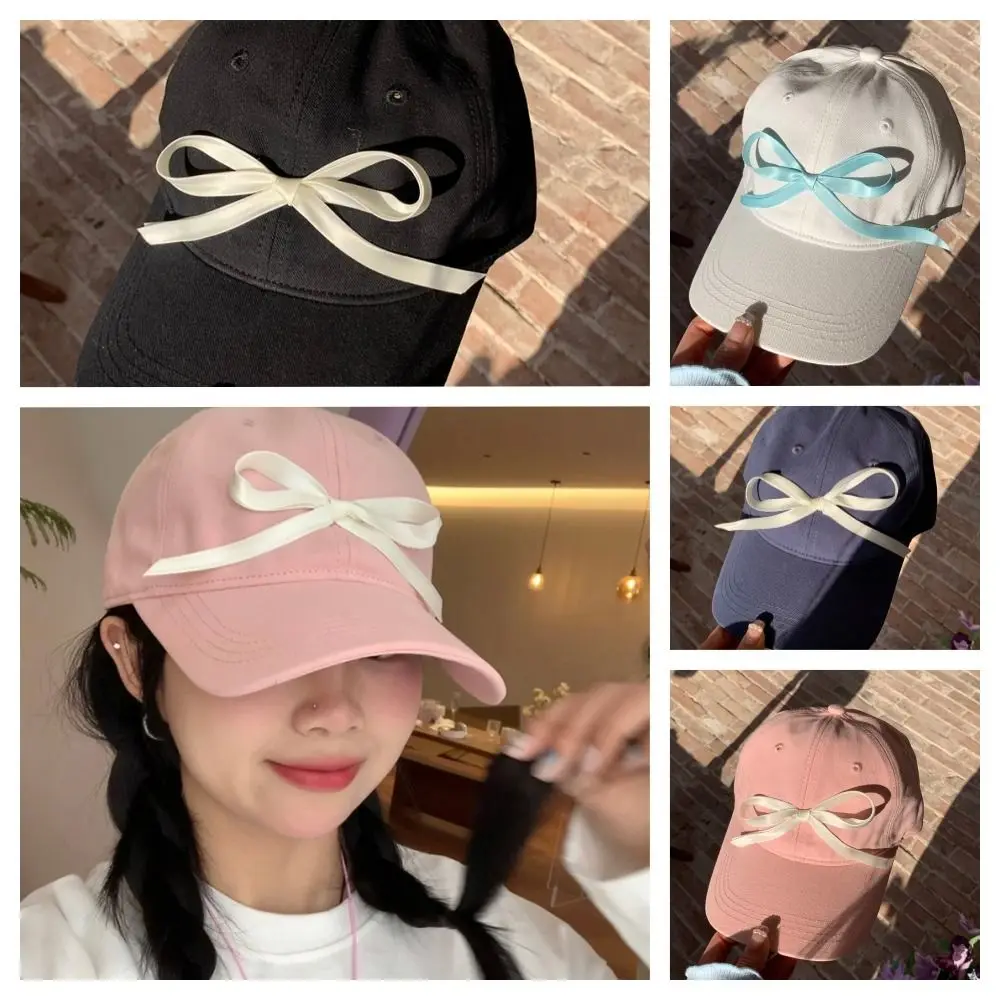 

Однотонная бейсболка с бантом, модная широкополая Регулируемая Кепка с козырьком, Солнцезащитная шляпа в Корейском стиле, солнцезащитная Кепка, уличная одежда