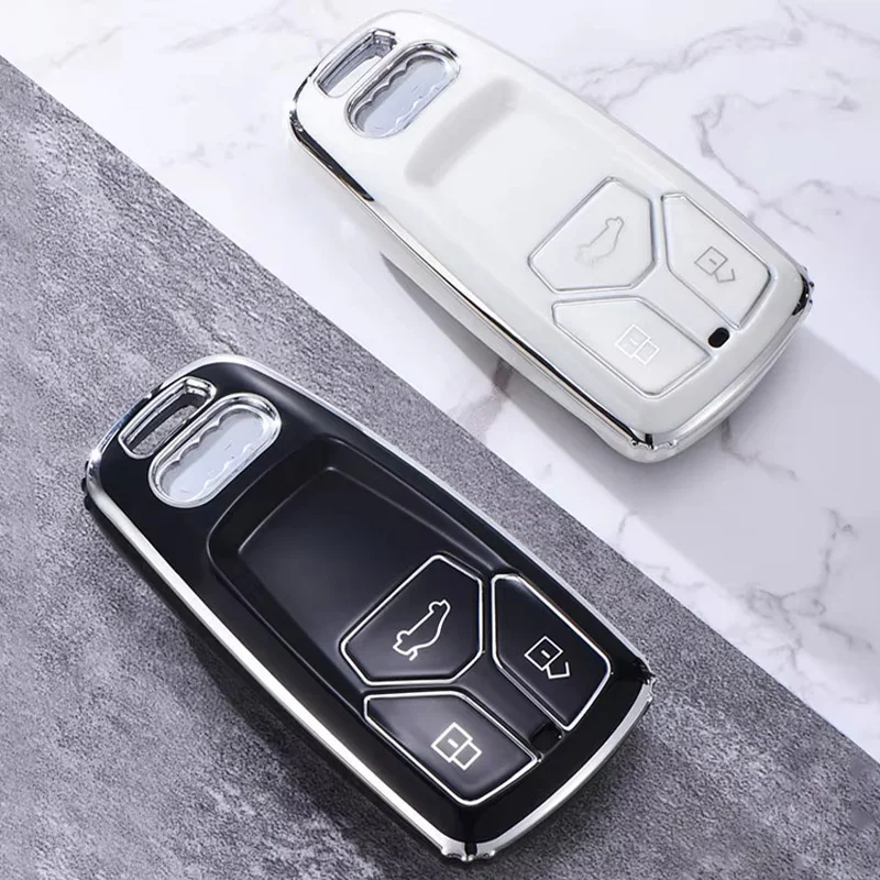 Soft TPU Car Remote Key Case Cover for Audi A4 A4L A5 Q5 Q7 TT TTS 8S B9 2016 2017 2018 Car Key Protection Shell Accessories