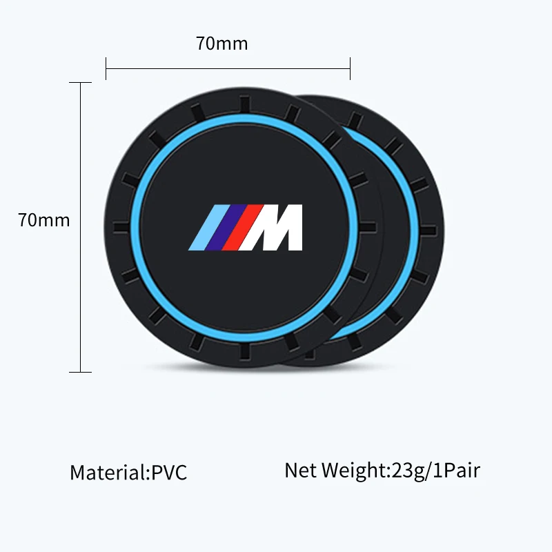 2PCS Car Coasters Water Cup Slots Non-Slip Mat Waterproof Cup Pad For BMW M Sports M1 M3 M4 M5 M6 E90 E60 F10 F30 E39 E36 F20 X6