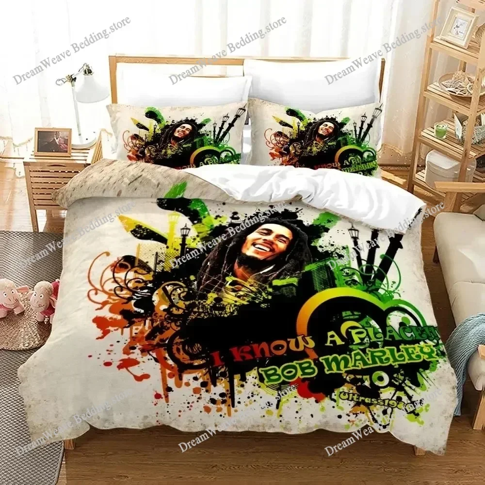 3D Print Bob Marley Duvet Cover Sets Music Legends Jamaica Singer Comfortable Bedspreads Queen King Size Polyester Bedding Sets5