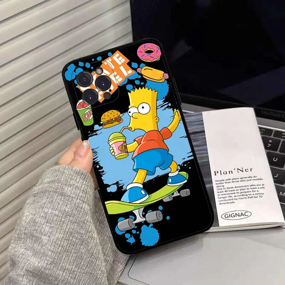 Capa de silicone macia para iPhone, Capa dos desenhos animados, S-Simpson, iPhone 15, 14, 13, 12, 11 Pro Mini, XS MAX, 8, 7, 6 Plus, X, XS, XR