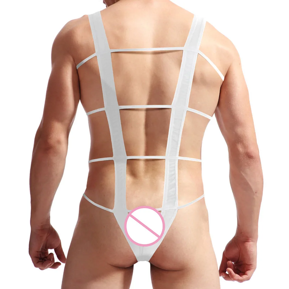 Y String Mankini Borat Gay Bikini Underwear Men\'s String Swimsuit Fishnet Bodysuit High Cut Leotard Pouch Sheath Erotic Thong