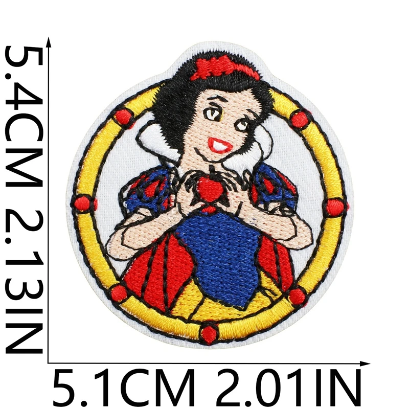 Disney Cartoon Snow White Embroidery Patches Cute Anime Stickers Children\'s Clothing Decoration Patch Ironing Iron Patches