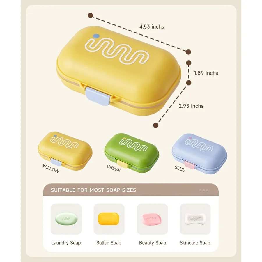 100 علبة صابون للسفر مانعة للتسرب مع غطاء لبار حامل الصابون استنزاف صحن الصابون مثالية للحمام دش الصالة الرياضية المدرسة التخييم Vac #6