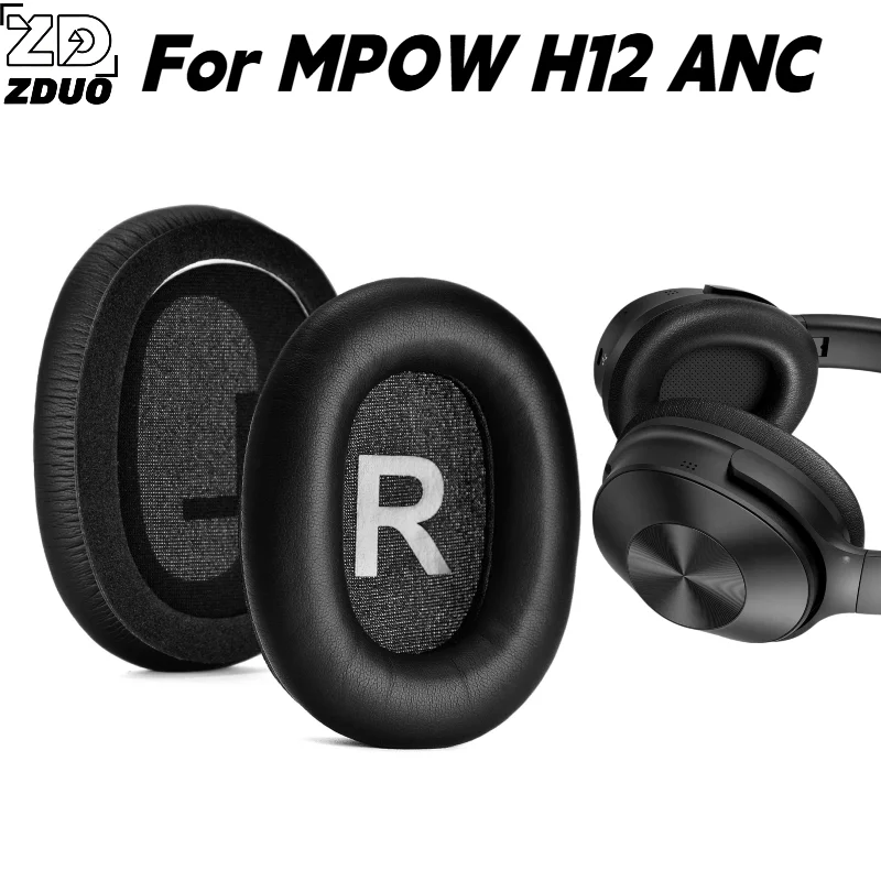 For MPOW H12 ANC Noise Cancelling Headphones High Elasticity Protein Leather Cushions, Dense Memory Foam Earmuff Covers For Worn