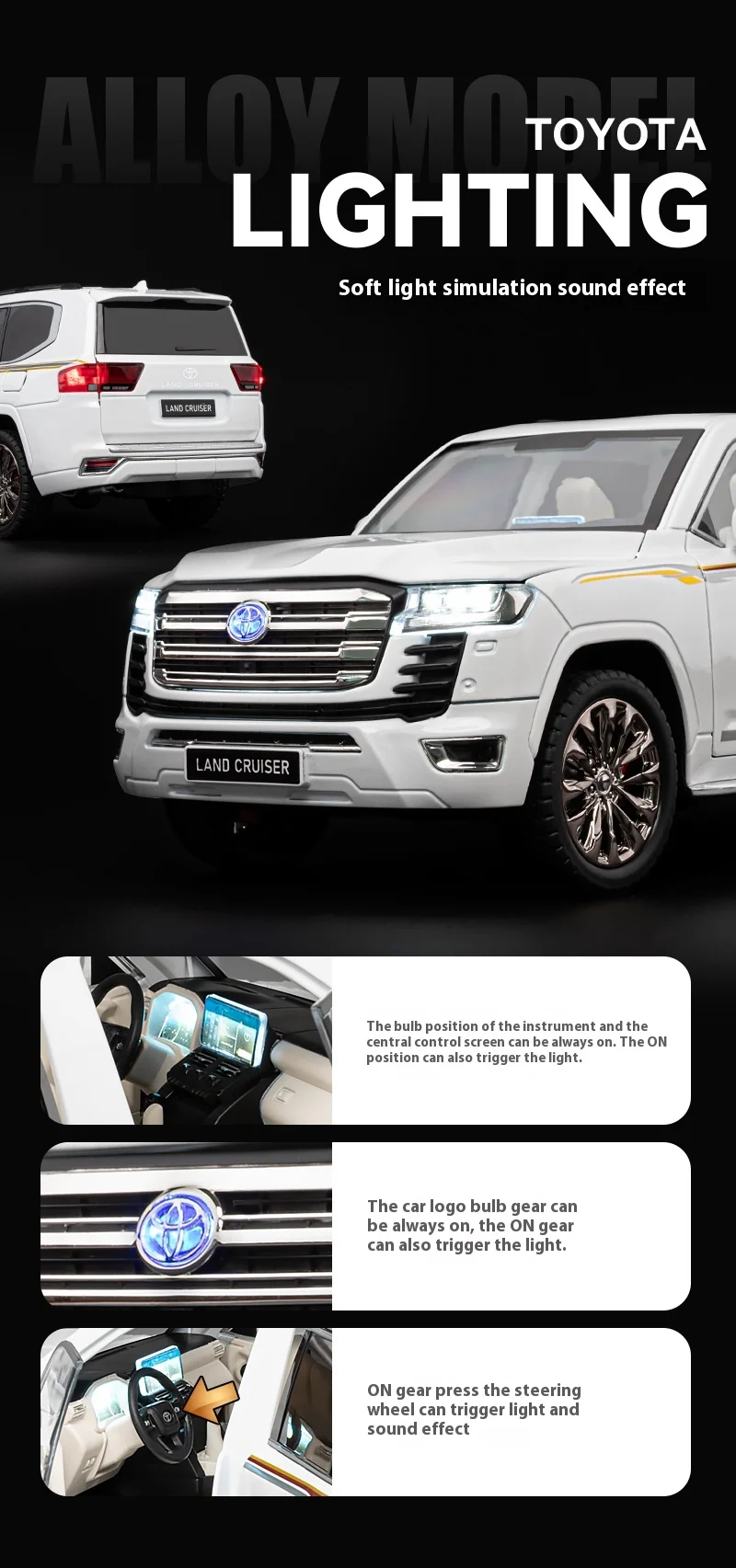 1:18 toyota land cruiser lc300 suv liga carro diecast modelo