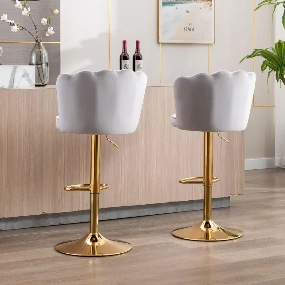 Swivel Barstools Bar Height Adjustable Upholstered Counter Stool Velvet Bar Chairs with Back