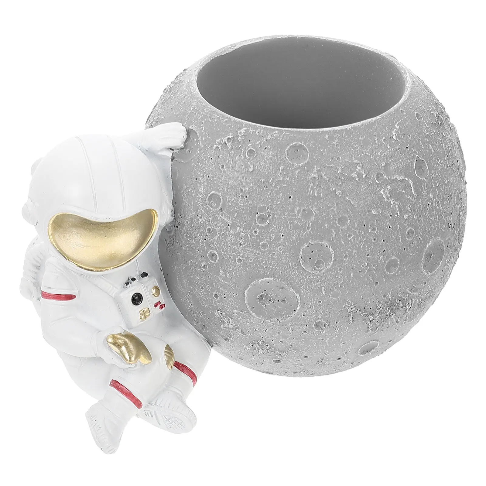 Astronaut Pen Holder Resin Desktop Pencil Cup for Kids Students Office Desk Organizer Space Theme Stationery Pot Makeup Brush