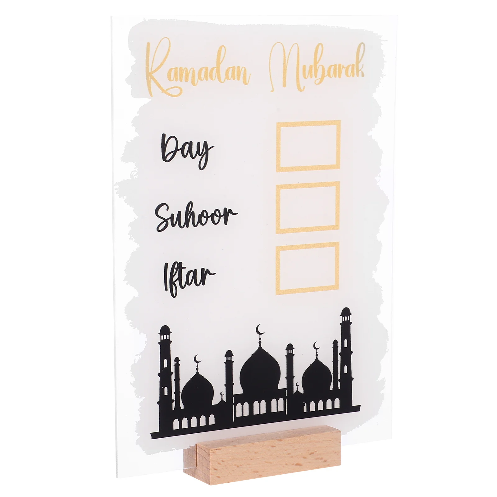 Handwritten Countdown Sign Acrylic Perpetual Desktop Decor Eid Mubarak Decoration Month Date Display 1Set Eid Mubarak Decoration