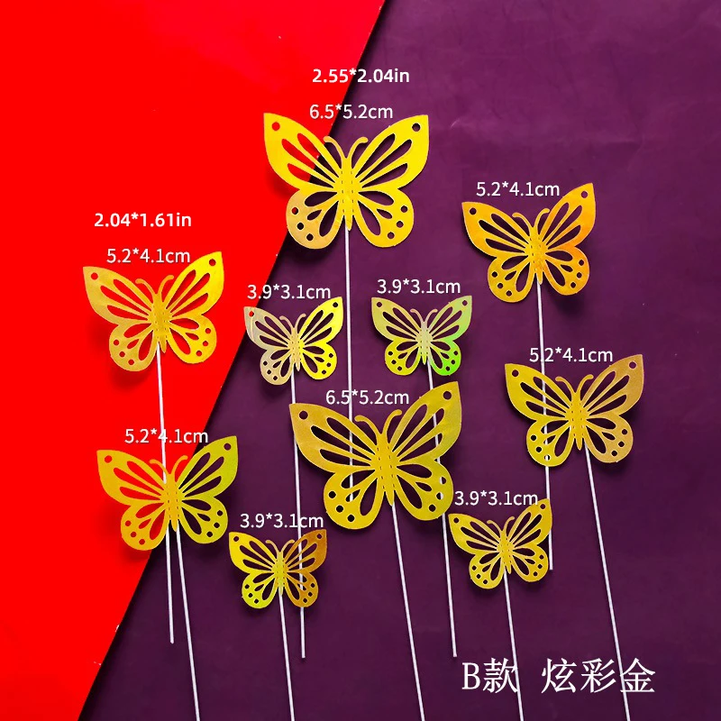 10PCS 3D Schmetterling Kuchen Topper Set Gold Silber Geburtstag Party Dekorationen für Cupcakes DIY Wandbehang Dekor Schmetterling Thema – Detail 8