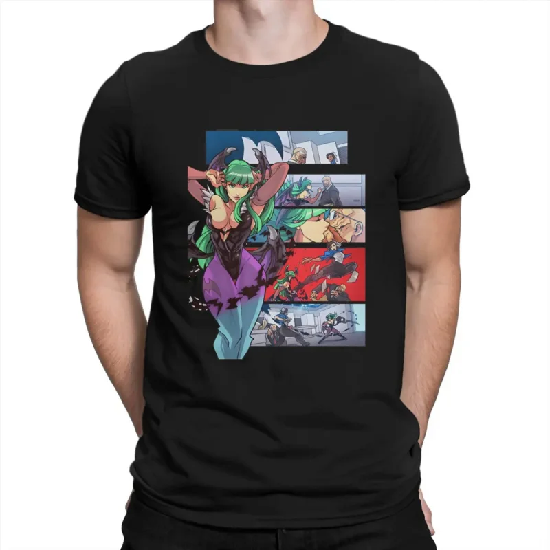 Morrigan Aensland T-Shirt Men Darkstalkers Game Vintage 100% Cotton Tee Shirt Crewneck Short Sleeve T Shirt Printed Clothing