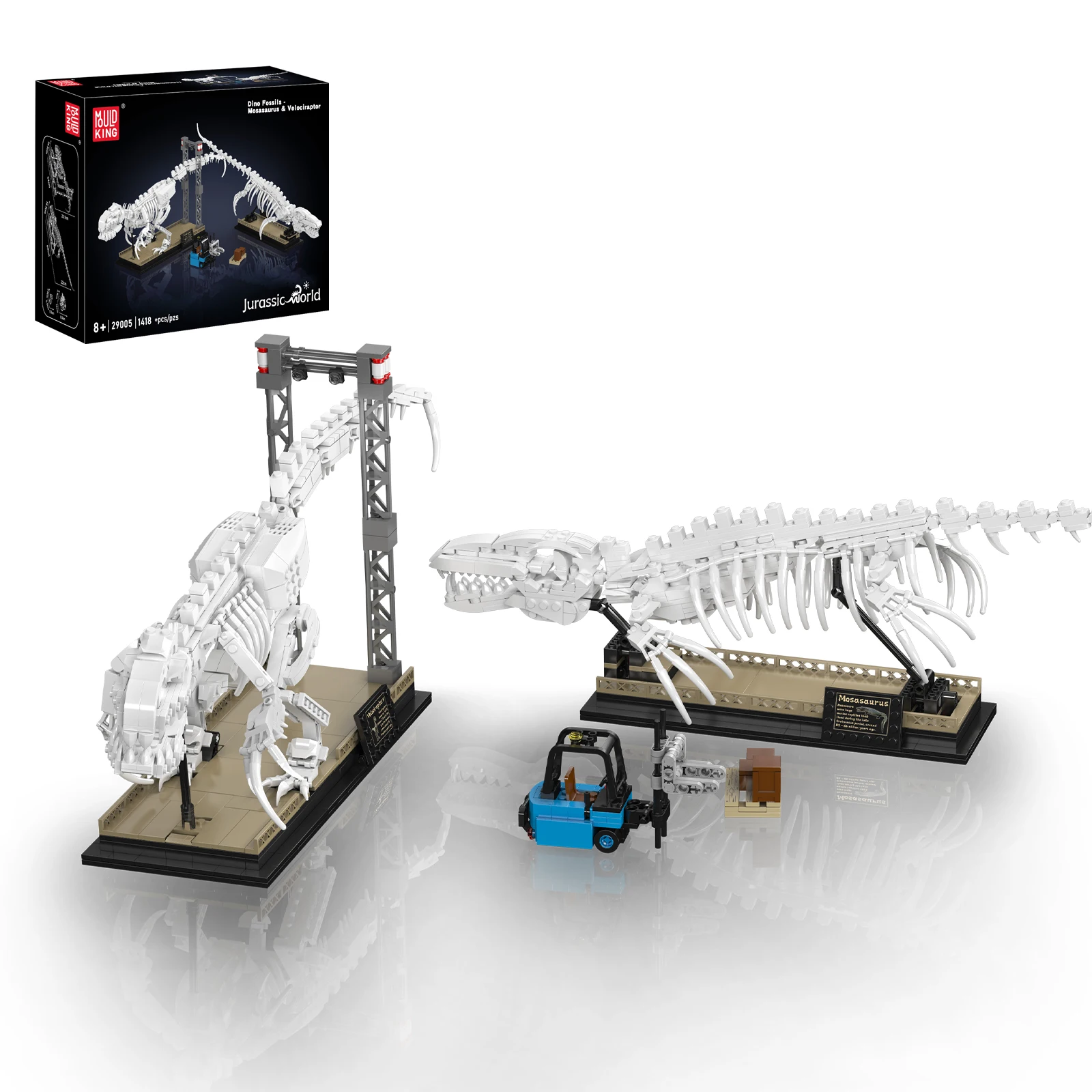 

29005 1418PCS Mosasaurus Velociraptor Fossil Model Kit Small Particle Building Blocks Assembled Toy Ornaments Kid Gift