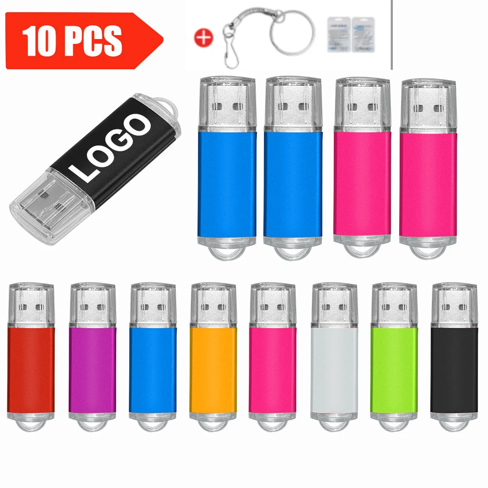 

10PCS/lot Metal USB Flash Pen Drive 4GB 8GB 16G Pendrive 32GB 64G Memory Stick Free Customized LOGO Real Capacity U Disk Cle Usb