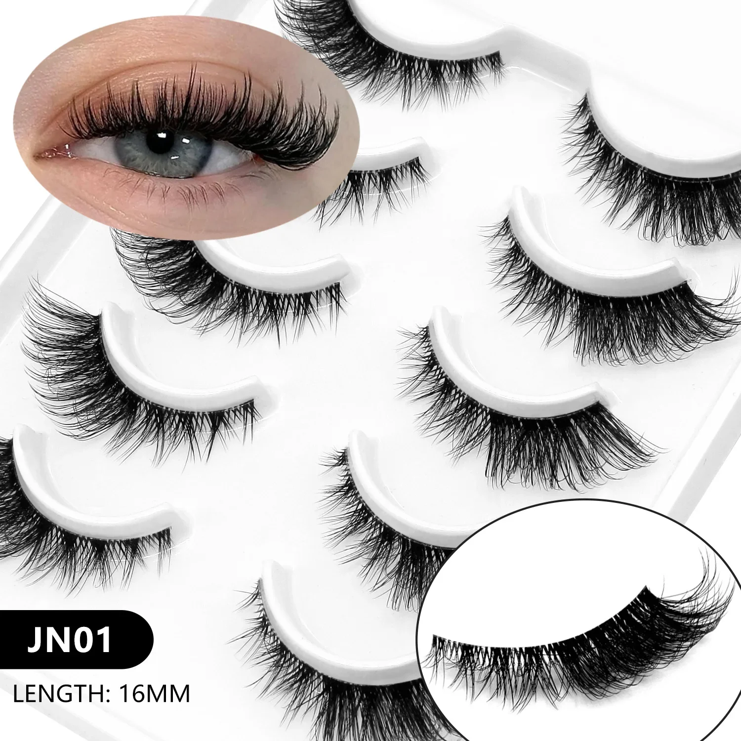 Veltrinay Katzenaugen-Wimpern, weiche, natürliche künstliche Nerz-Wimpern, künstliche Wimpern, natürlicher Look, Wispy Winged End Eye, längliches Make-up