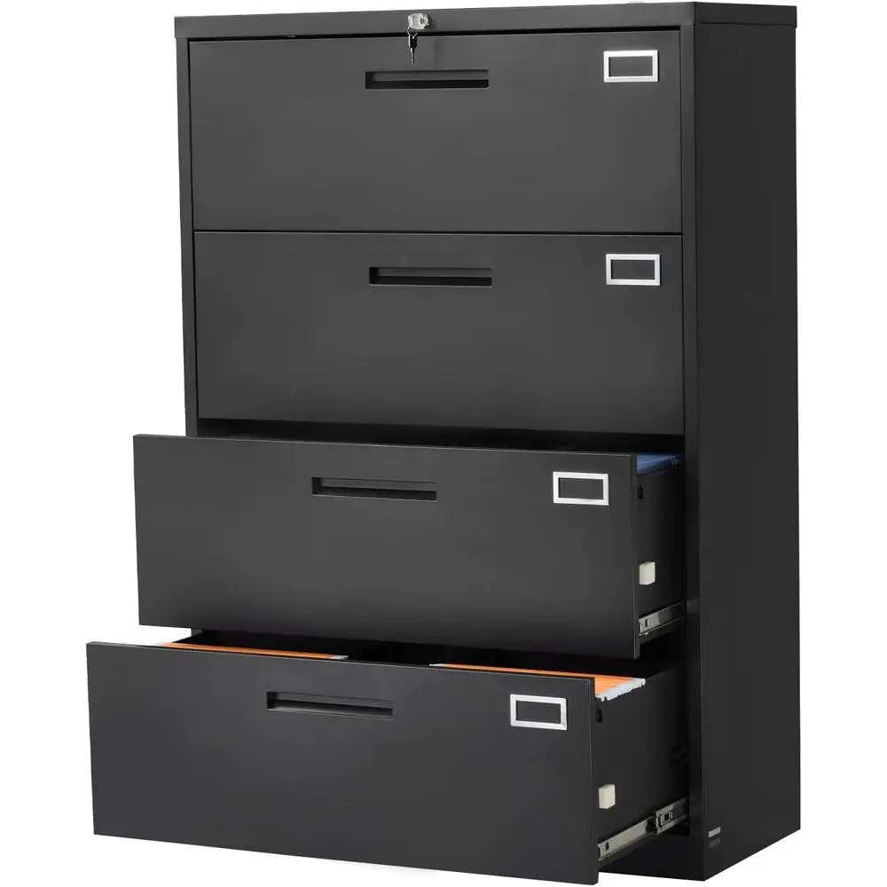 

Black Tall Office Storage Cabinet with Lock, Adjustable Rod, Fits A4/Legal Files