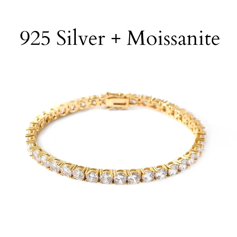 

H p Hop VVS Diamond Cuban Link Chain Bracelet Moissanite Necklace 2mm 3mm 5mm 6mm 925 silver Moissanite Tennis chain Bracelets